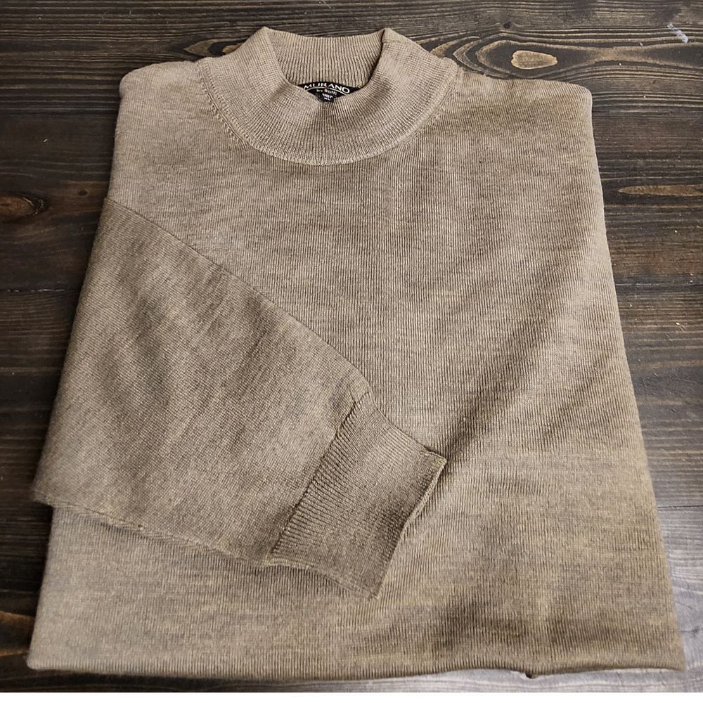 Murano‎ by Raffi Quiet Luxury Italy Wool Blend Mockneck Sweater XL Brown